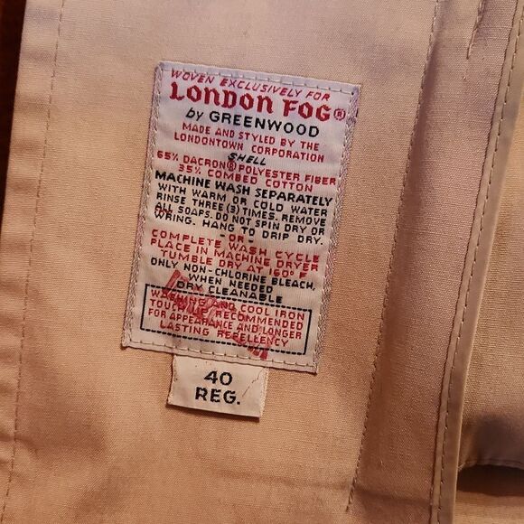 London Fog Vintage Maincoats Insulated Lined Hidden Buttons Trench Coat, 40R Tan - Picture 6 of 10